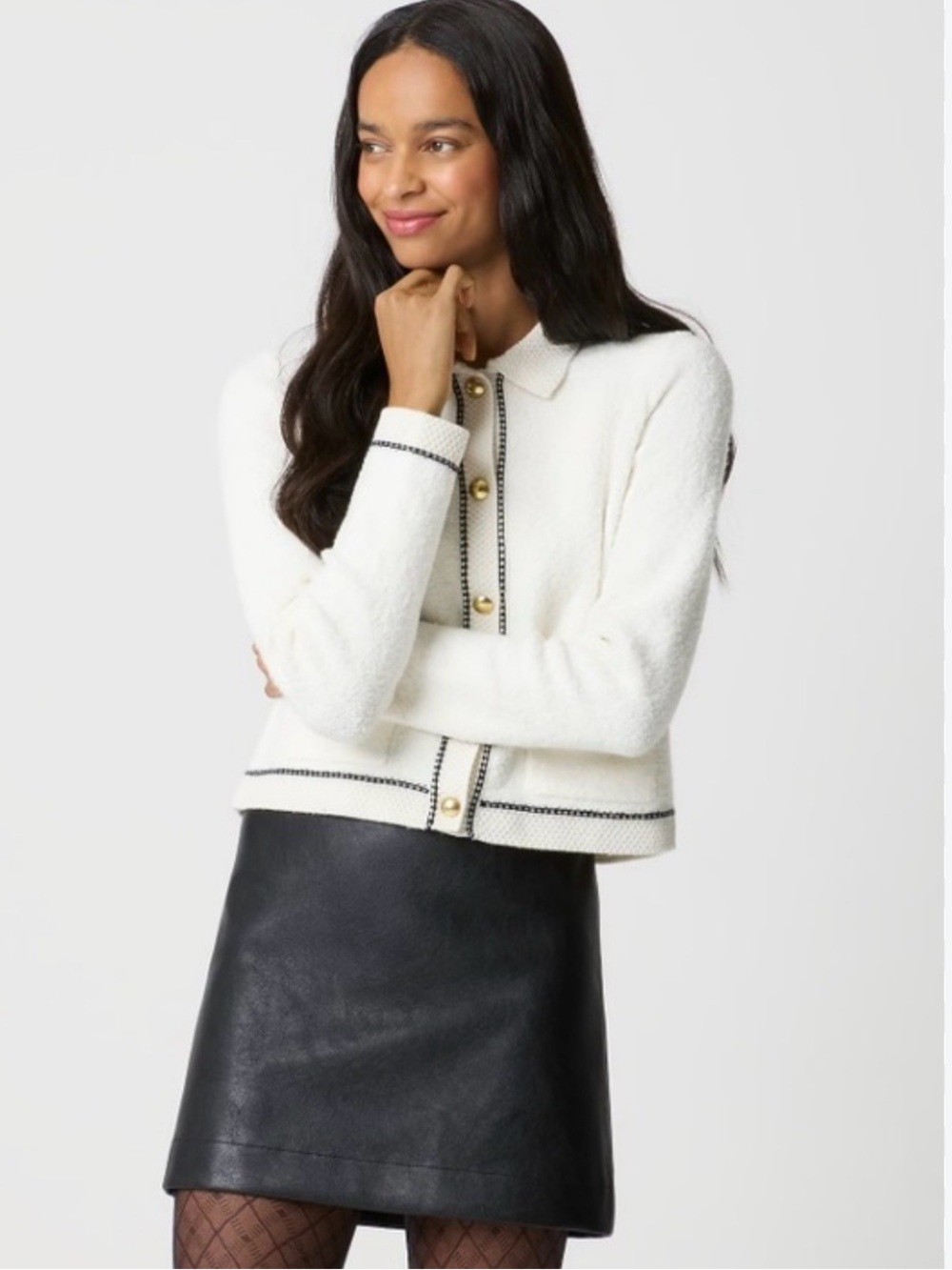 J. Crew Ivory Bouclé Lady Jacket Cardigan Sweater XS - Picture 2 of 9